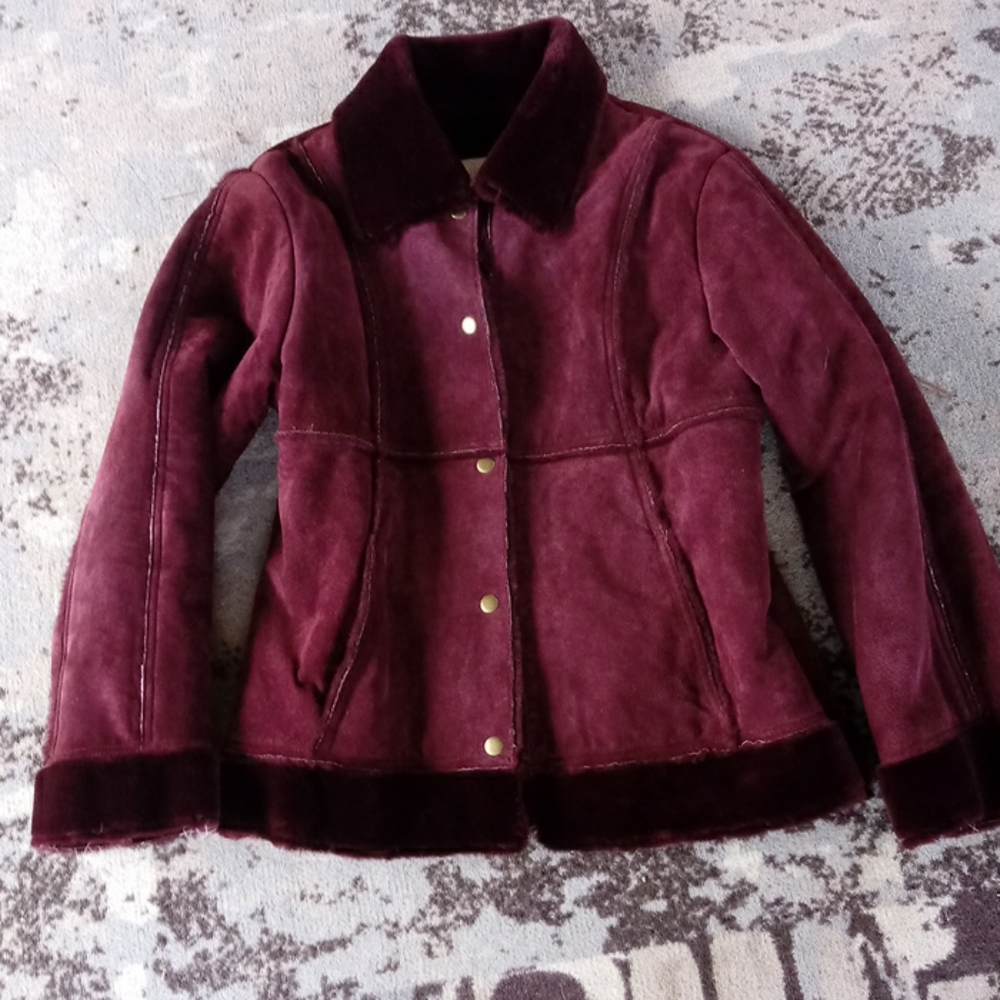 Wilson's Maxima Purple Suede Faux Fur Coat